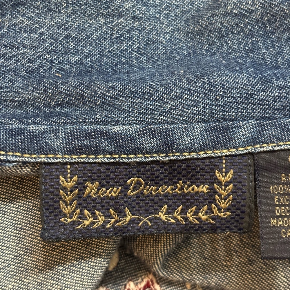 New Direction Denim Patchwork Button Down Shirt S… - image 3